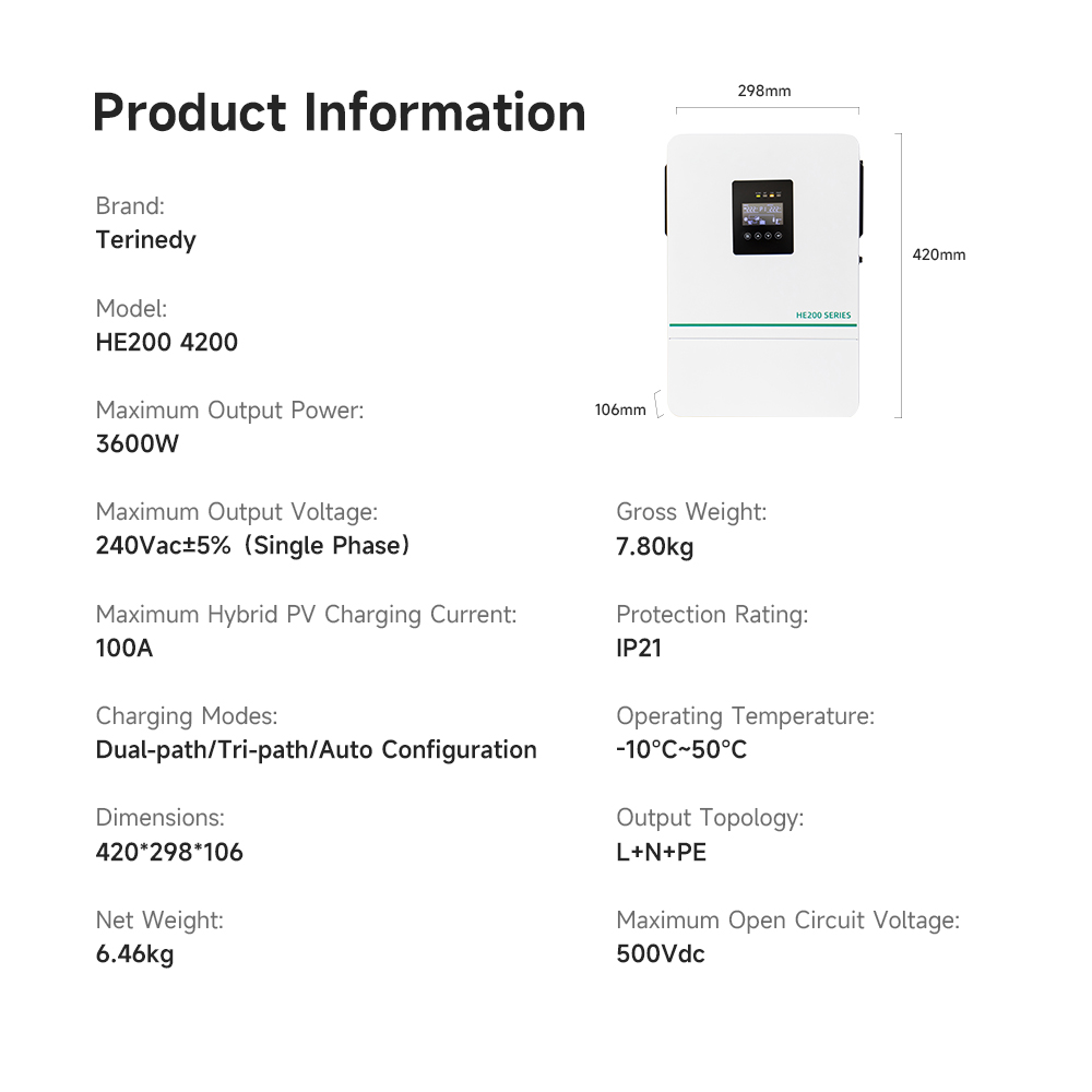 Convertisseur solaire hybride  - Hybrid Solar Inverter 5.5Kw Mppt 48V avis et prix